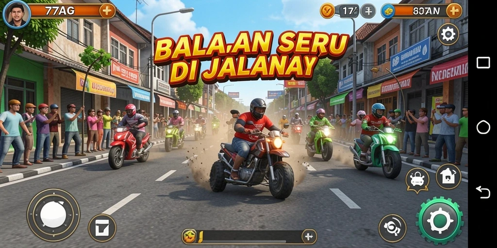 Tampilan gameplay balapan yang mendebarkan dari 77AG.