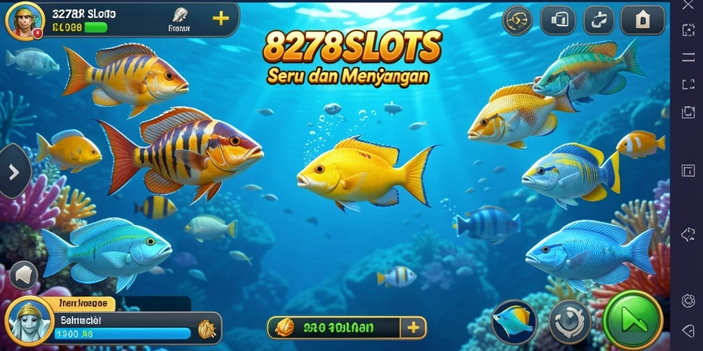 Gameplay menembak ikan yang seru dan penuh warna.