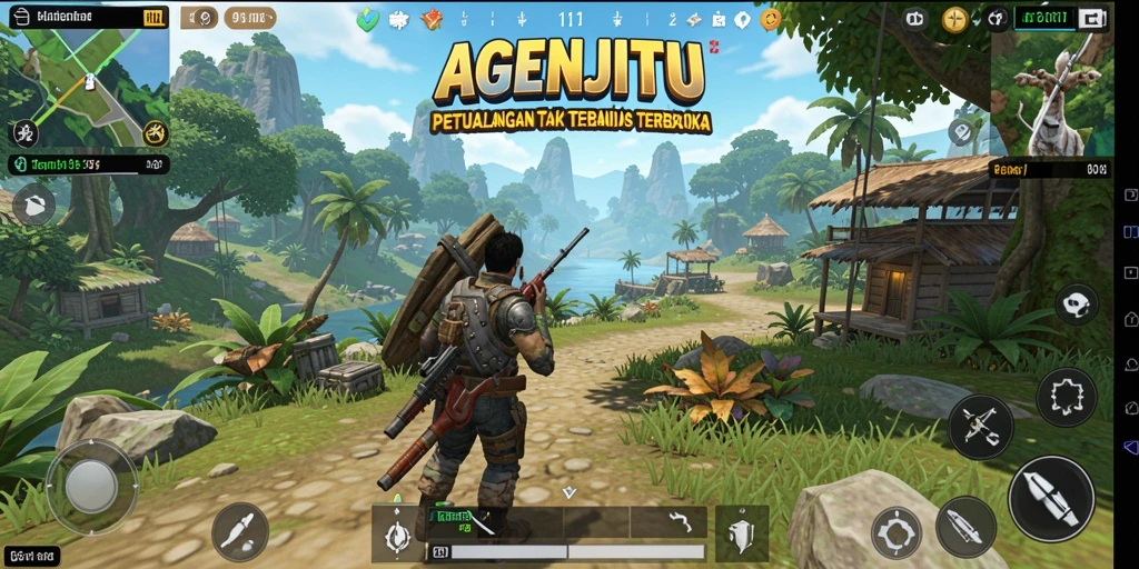 Tampilan gameplay AGENJITU dalam dunia terbuka yang luas.