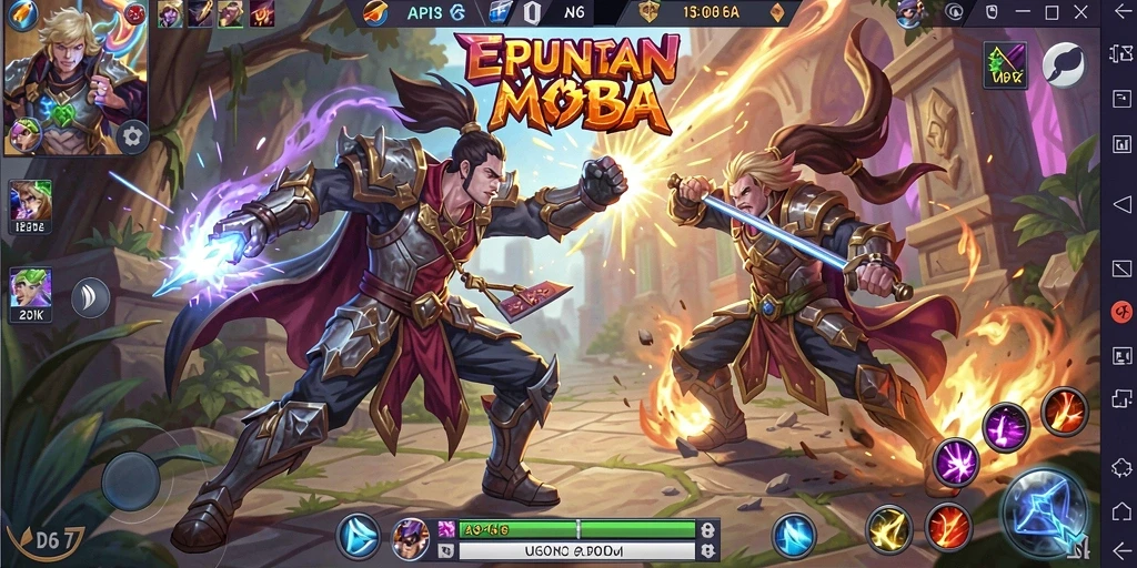 Tangkapan layar API36 yang menunjukkan aksi MOBA yang seru.