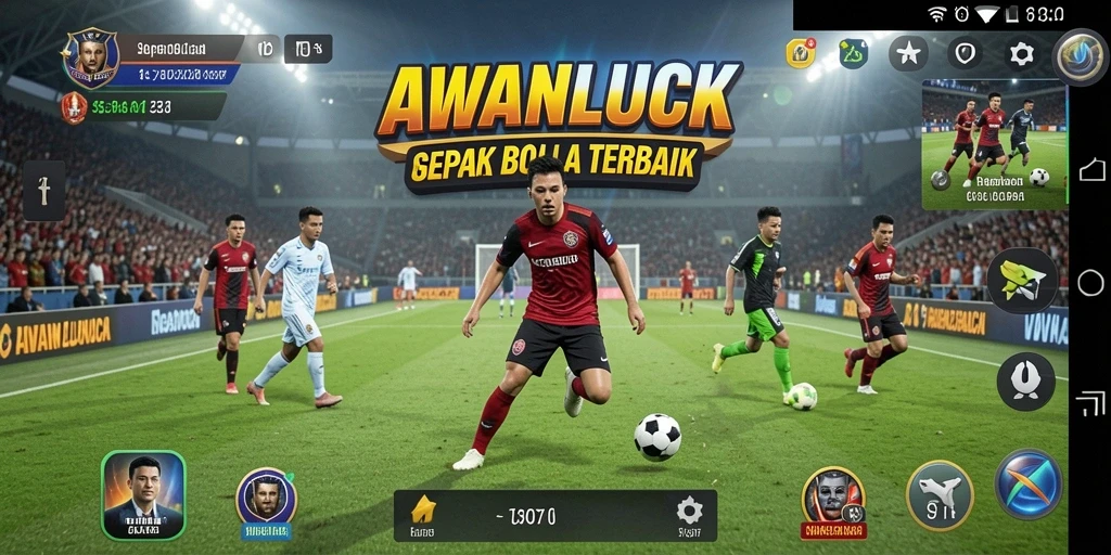 Tampilan gameplay AWANLUCK yang seru dan mendebarkan dalam sepak bola.