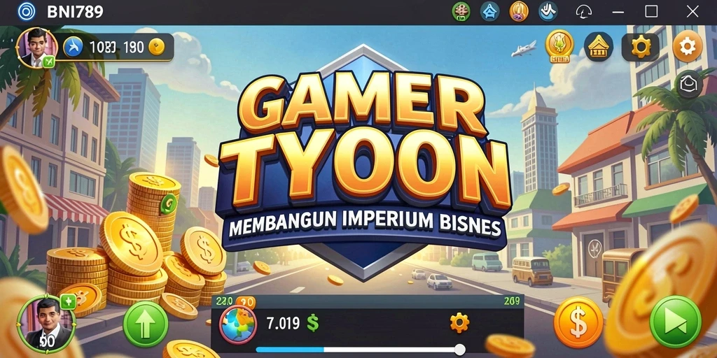 Screenshot gameplay BNI789 menampilkan aktivitas membangun bisnis Tycoon.