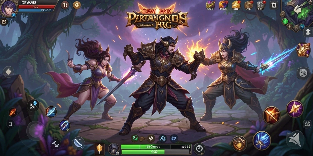 Gameplay DEWI288 yang seru dengan pertarungan taktis di dunia fantasi.