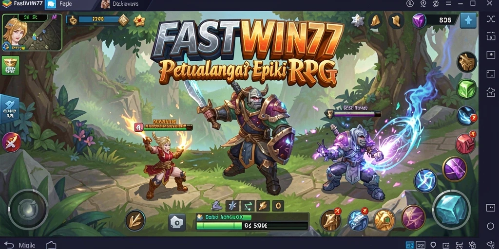 Tangkapan layar utama FASTWIN77 menampilkan aksi bertarung mendebarkan di dunia RPG.