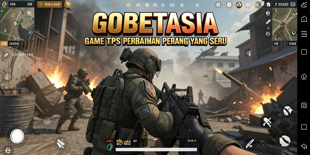 Tampilan gameplay seru GOBETASIA dengan aksi peperangan yang mendebarkan.