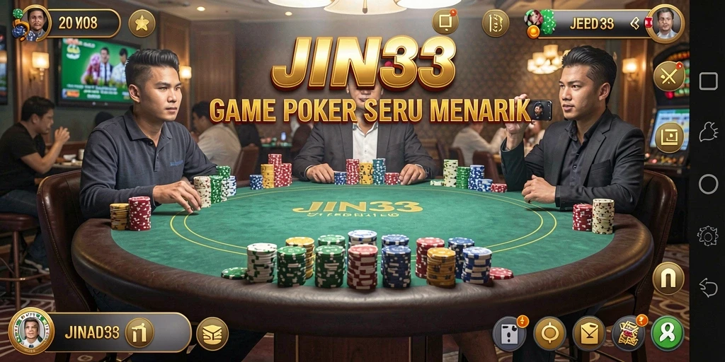Tampilan screenshot utama JIN33 yang menunjukkan gameplay poker yang seru.