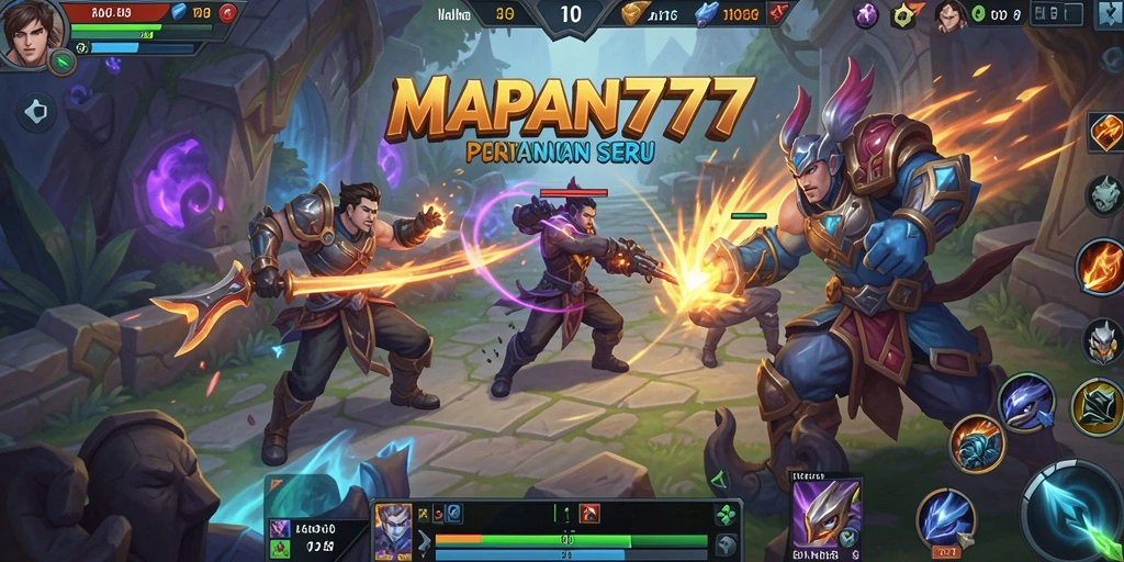 Screenshot gameplay seru dari MAPAN777 dalam pertarungan MOBA.