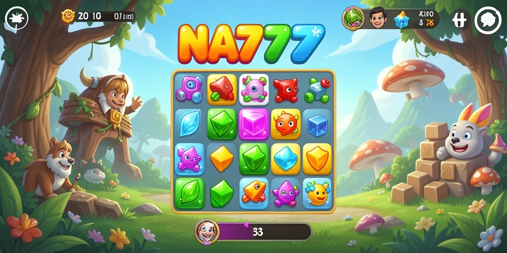 Tampilan gameplay NA777 yang seru dalam tantangan Match-3.