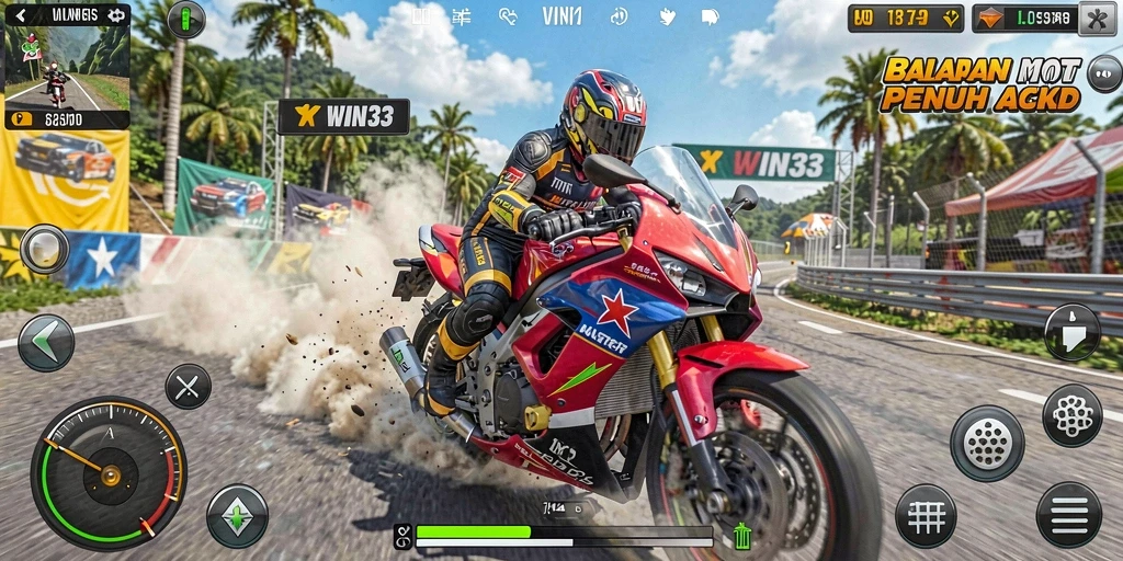 Gameplay balapan motor yang mendebarkan dan seru.