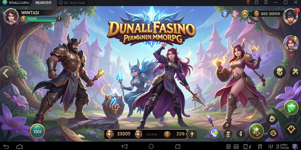 Screenshot gameplay WINALLCASINO menunjukkan aksi petualangan seru di dunia fantastis.