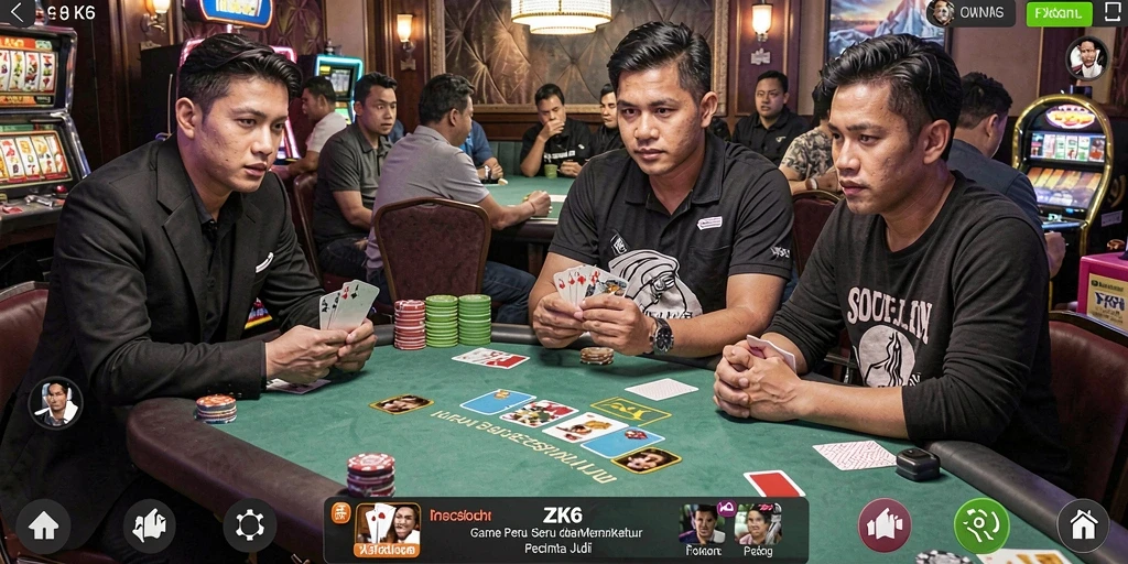 Tampilan gameplay Poker yang seru dan mendebarkan di ZK6.